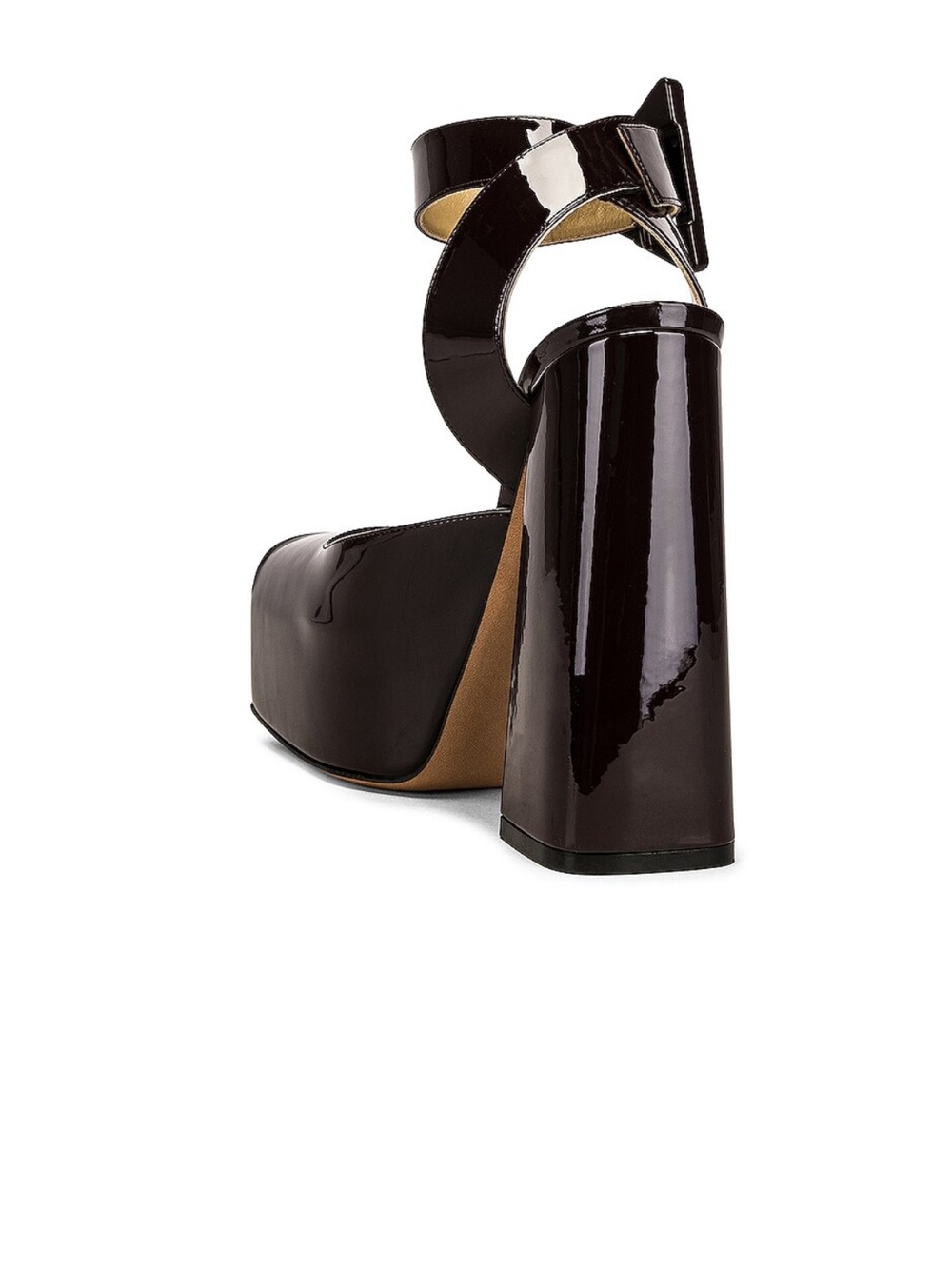BOTTEGA VENETA Patent Platform Block Heel Ankle-Strap Pumps - Dark Brown - Picture 15 of 15
